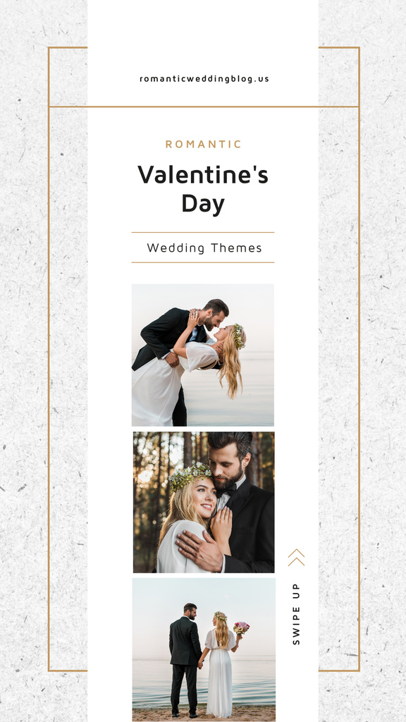 Valentines Day Card with Romantic Newlyweds Instagram Story Design Template