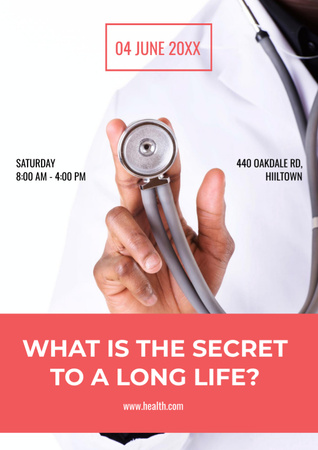 Doctor with Stethoscope at medical event Flyer A4 Design Template