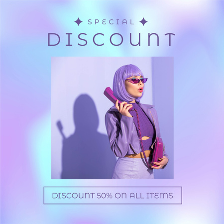 All Items At Half Price Offer In Gradient Instagram Design Template