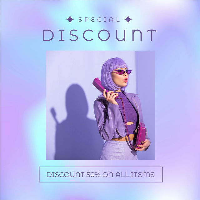 Template di design All Items At Half Price Offer In Gradient Instagram