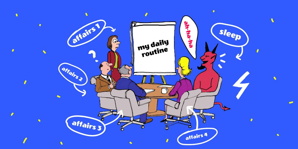Funny Illustration about Daily Routine Online Twitter Post Template -  VistaCreate