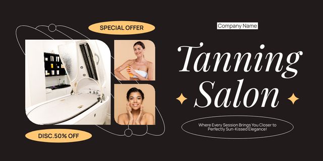Ontwerpsjabloon van Twitter van Discount on Tanning Services in Salon