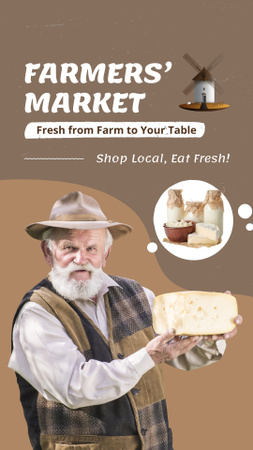 Local Farmer's Market With Dairy Products Offer Instagram Video Story Design Template