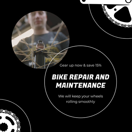 Modèle de visuel Service professionnel de réparation et d'entretien de vélos avec réduction - Animated Post