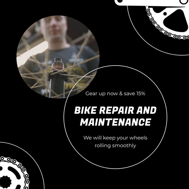 Professional Bike Repair And Maintenance Service With Discount Animated Postデザインテンプレート