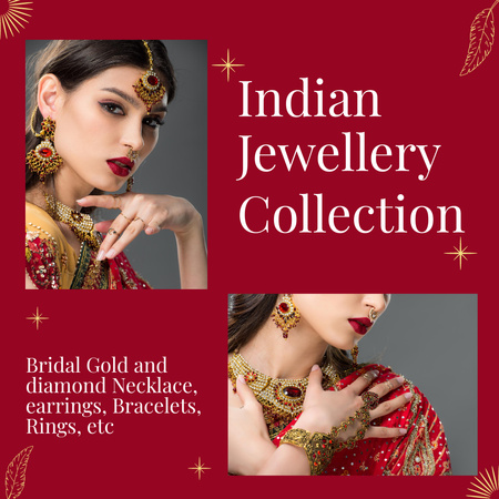 Anúncio de coleção de joias indianas Instagram Modelo de Design