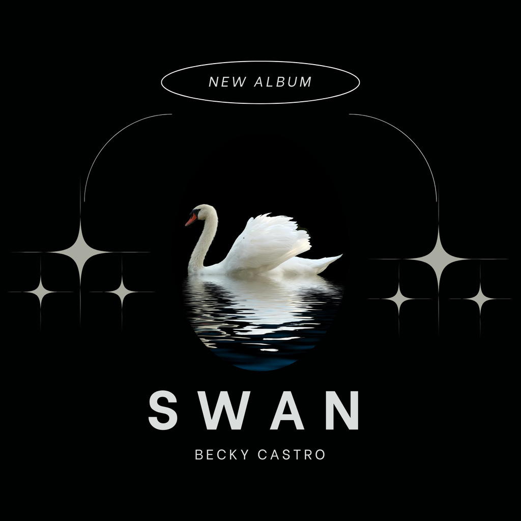Music release with swan on water Album Cover Design Template