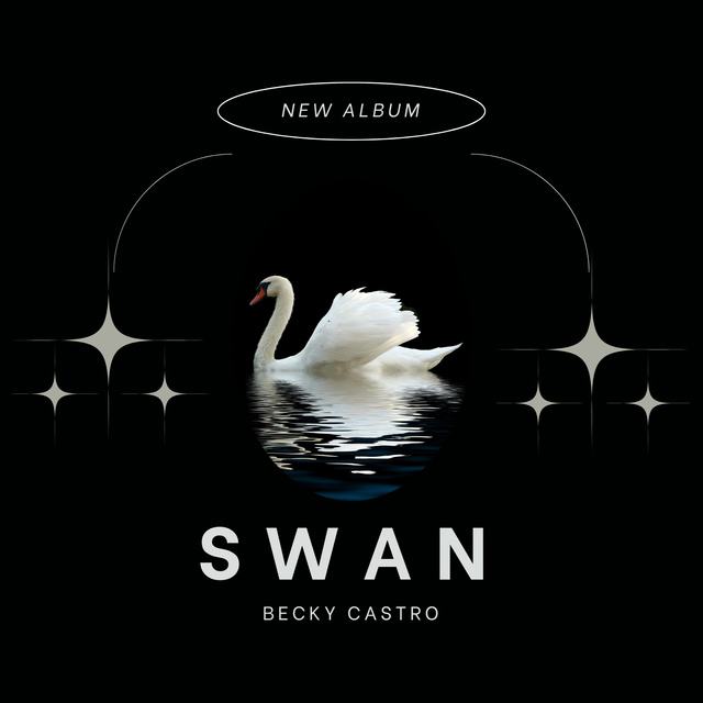Ontwerpsjabloon van Album Cover van Music release with swan on water