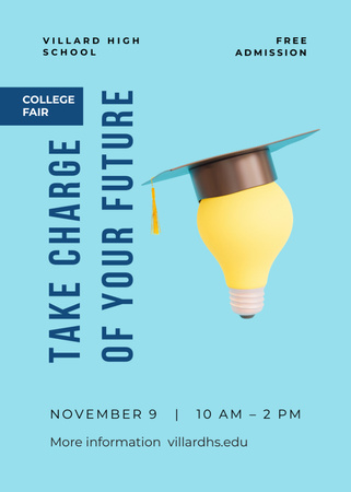 College Fair Announcement with Light Bulb Invitation Design Template