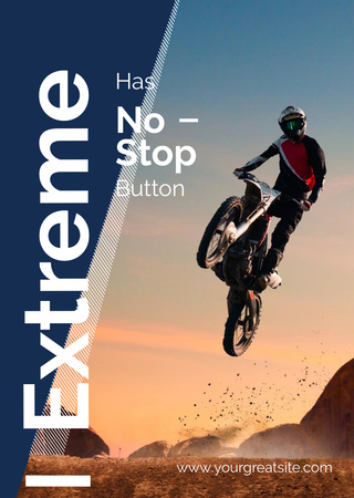 Extreme Inspiration with Man Riding Motorcycle Flyer A6 Design Template