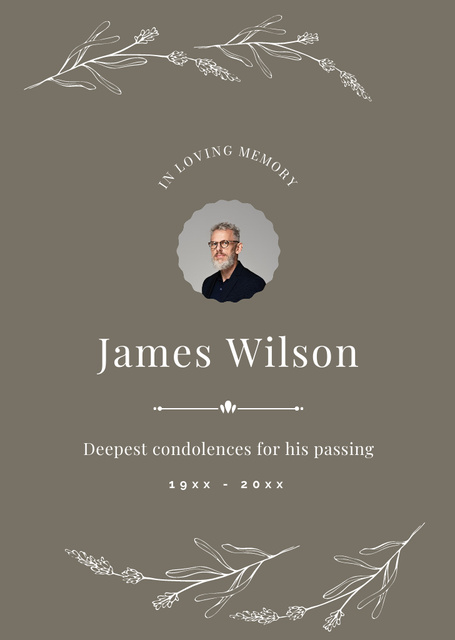 Deepest Condolences Message On Death Postcard A6 Vertical Design Template