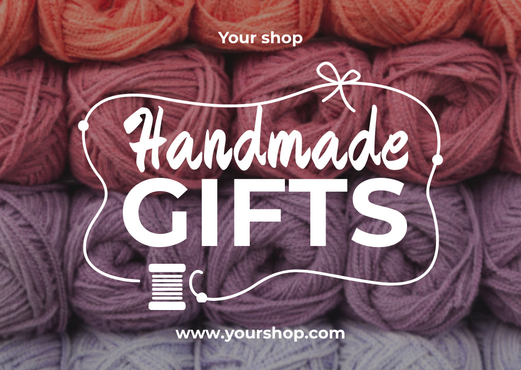 Plantilla de diseño de Handmade gifts Offer with Colorful threads Card 