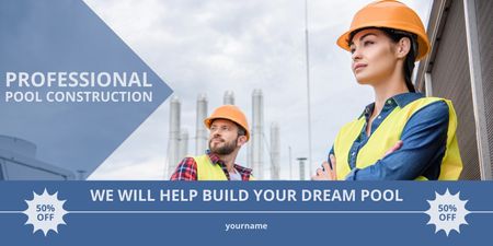 Designvorlage Dream Pool Construction Services Offer für Twitter