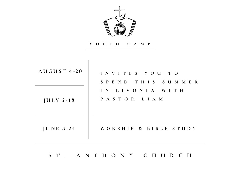 Summer Youth Religion Camp Timetable Poster B2 Horizontal Modelo de Design