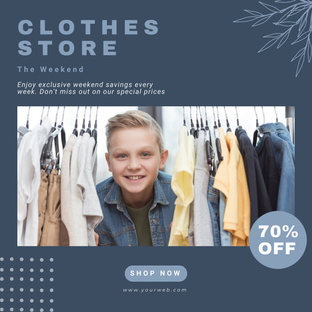 Акція магазину одягу зі стильним хлопчиком Instagram – шаблон для дизайну
