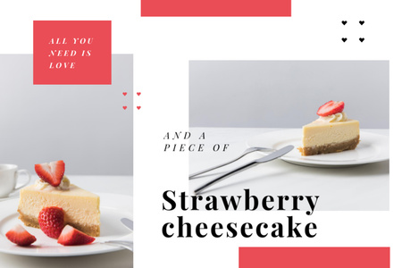 Piece of Strawberry Cheesecake Postcard 4x6in Design Template
