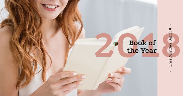 Girl reading book and smiling Facebook AD – шаблон для дизайна