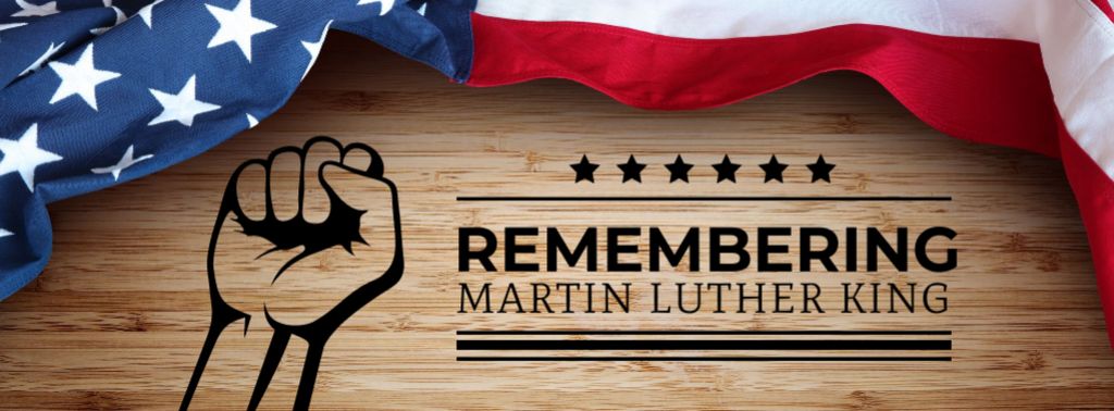 Modèle de visuel Martin Luther King Day Greeting with Flag - Facebook cover