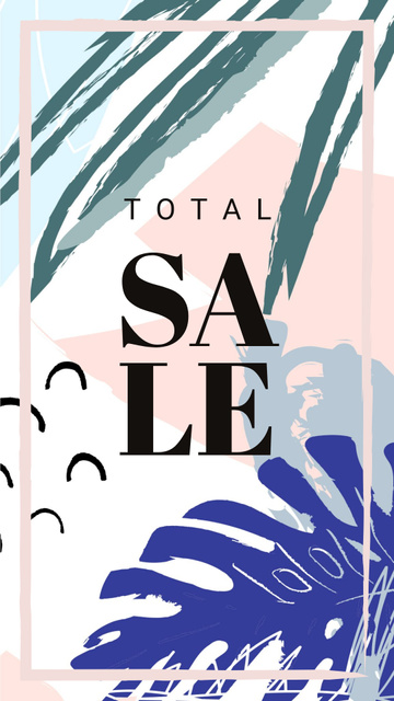 Sale Announcement Frame Leaves in Tropical Forest Instagram Story Πρότυπο σχεδίασης