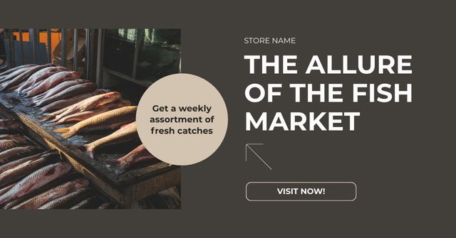 Template di design Offer of Fresh Finds on Fish Market Facebook AD