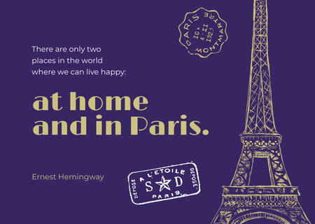 Captivating Paris Travelling Inspiration Quote Postcard Design Template