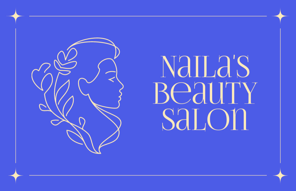 Beauty Salon Ad with Creative Illustration of Woman Business Card 85x55mm – шаблон для дизайна