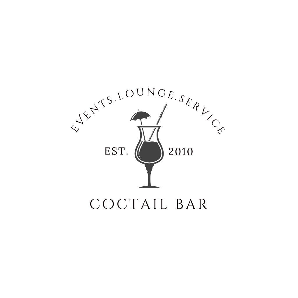 Emblem of Cocktail Bar with Glass of Drink Logo Design Template