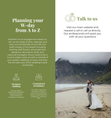 Wedding Agency Ad with Happy Newlyweds in Mountains
