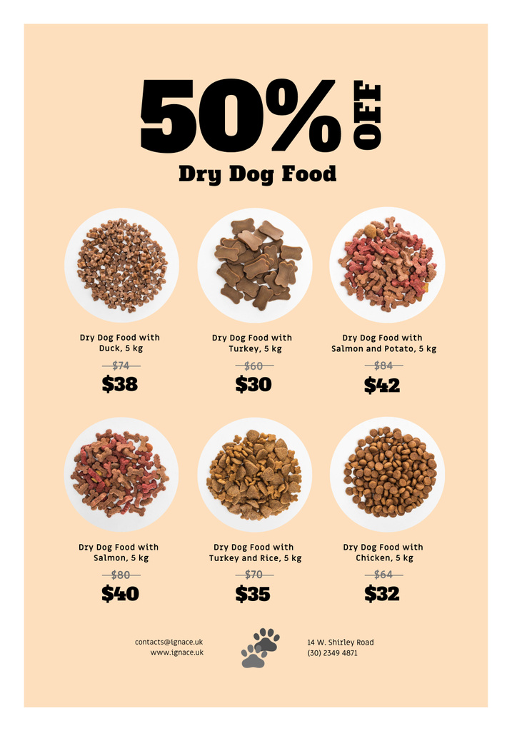 Healthy Dry Dog Food Sale Poster 28x40in Šablona návrhu