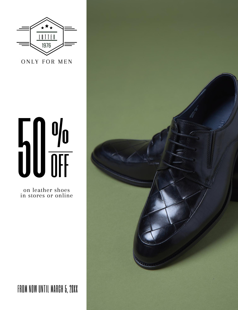 Discount on Leather Male Shoes Invitation 13.9x10.7cm Šablona návrhu