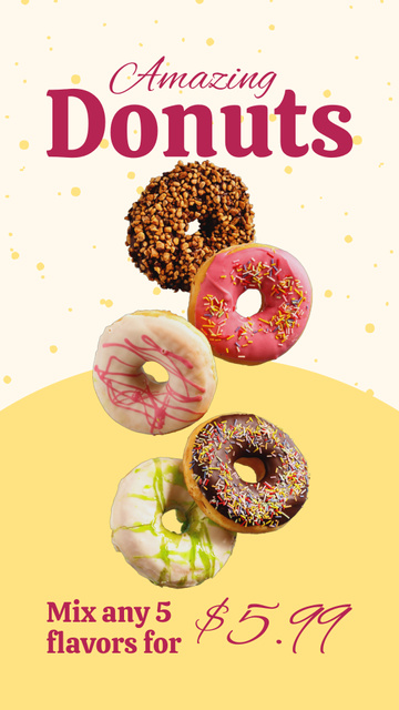 Awesome Doughnuts With Special Price In Store Instagram Video Story Design Template