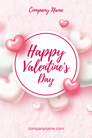 Happy Valentine's Day Congratulations With Hearts Postcard 4x6in Vertical Tasarım Şablonu