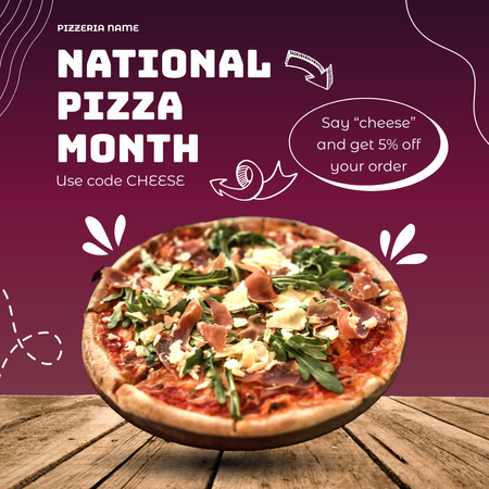 Designvorlage Nationale Veranstaltungsanzeige für den Pizza-Monat für Instagram