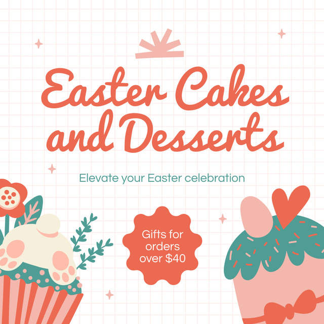 Easter Holiday Cakes and Desserts Special Offer Instagramデザインテンプレート