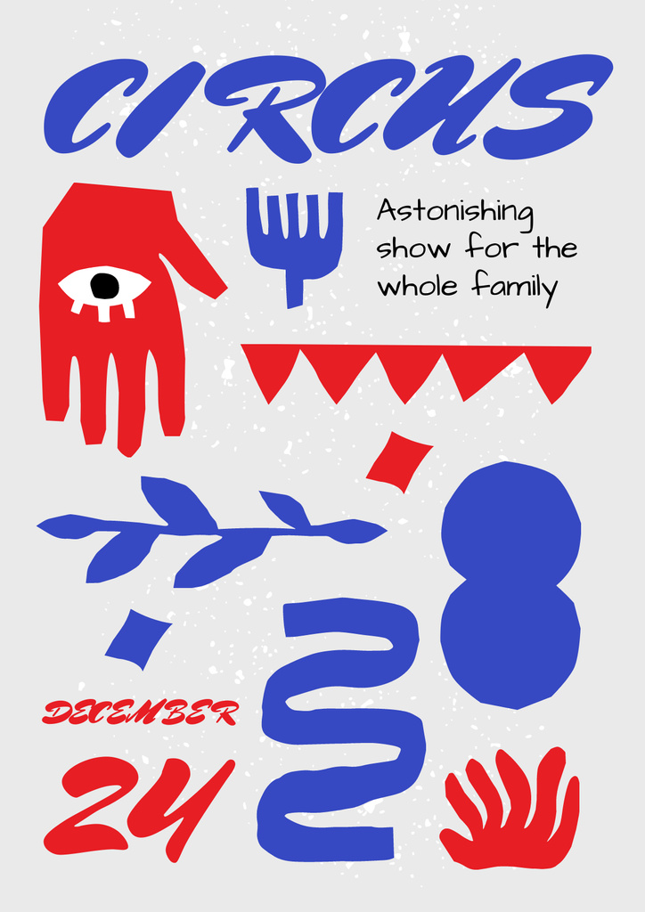 Circus Show Announcement with Red Hand and Eye Poster Modelo de Design