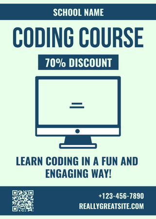 Coding Course Ad with Discount Invitation Design Template