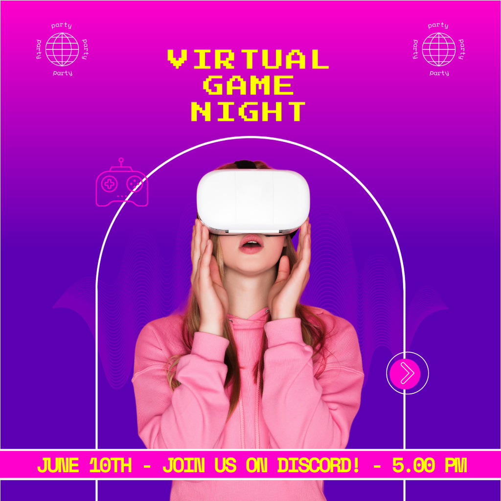 Ontwerpsjabloon van Instagram van Virtual Game Night Invitation