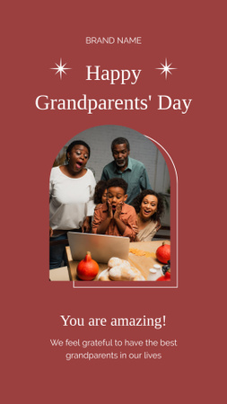 Grandparents and Grandkids Spending time at Laptop Instagram Video Story Design Template