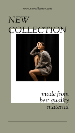 New Collection Announcement with Girl in Stylish Sweater Instagram Story Design Template