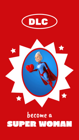 Plantilla de diseño de Personaje del juego de superhéroes en rojo. Instagram Video Story 