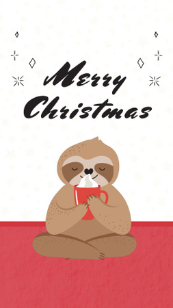 Christmas Holiday Greeting with Cute Sloth Instagram Video Story Design Template