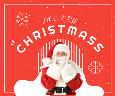 Designvorlage Frohe Weihnachten-Grußbotschaft mit dem Weihnachtsmann für Facebook