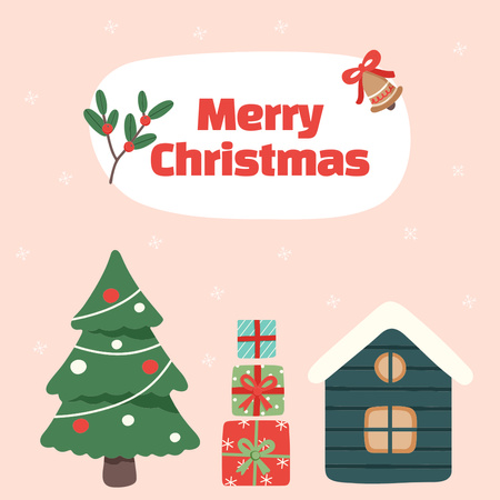 Cute Christmas Greeting with Presents Instagram Modelo de Design