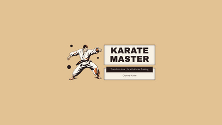 Karate mester hirdetés Fighter illusztrációjával Youtube tervezősablon