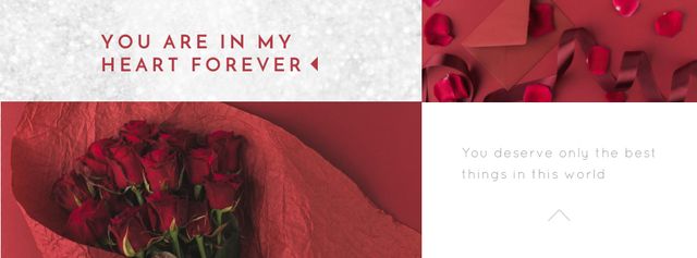 Valentine's Day Bouquet and Envelope  Facebook Video cover Design Template