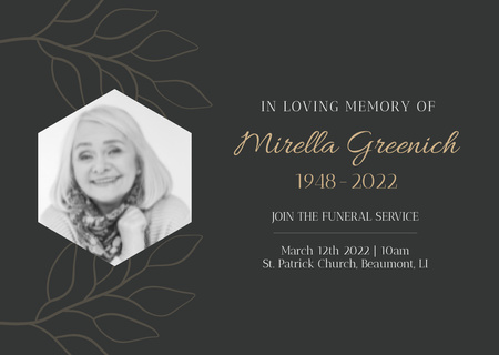 Sympathy Words about Loss of Old Woman Card Design Template