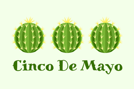 Cinco de Mayo Greeting with Cacti Postcard 4x6in Design Template