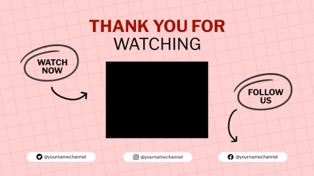 Thank You Young Woman for Viewing Vlog YouTube outro Design Template
