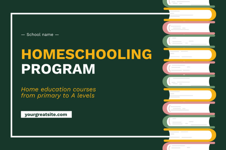 Home Education Ad with Books Flyer 4x6in Horizontal Design Template