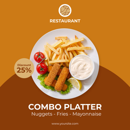 Ontwerpsjabloon van Instagram van Restaurantpromotie met Combo Platter